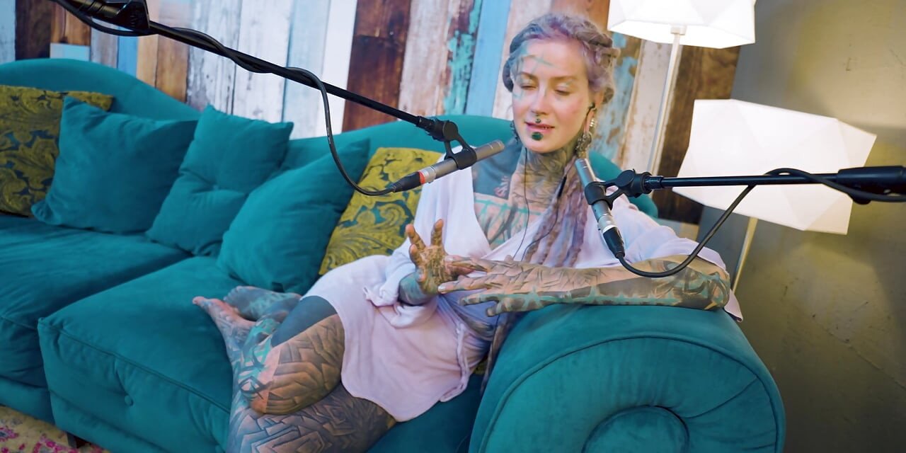 I talk about A - authentic - ASMR - Podcast - Talking - tattoo girl model goth punk dreadlocks