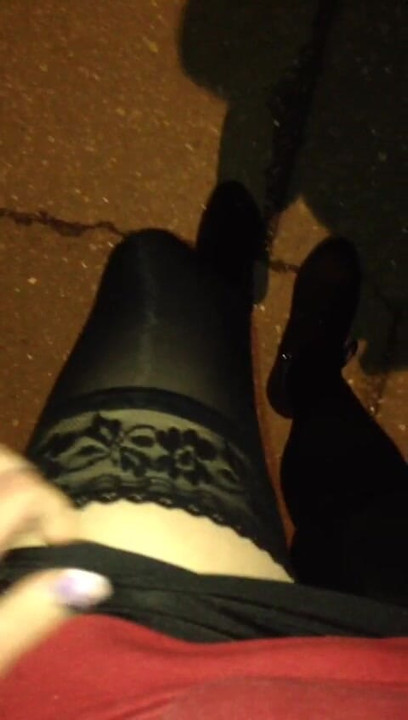Tights pantyhose public