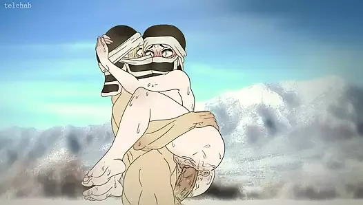 Kakushi froze on the mountains and decided to warm up by fucking !Hentai - demon slayer 2d (Anime cartoon )