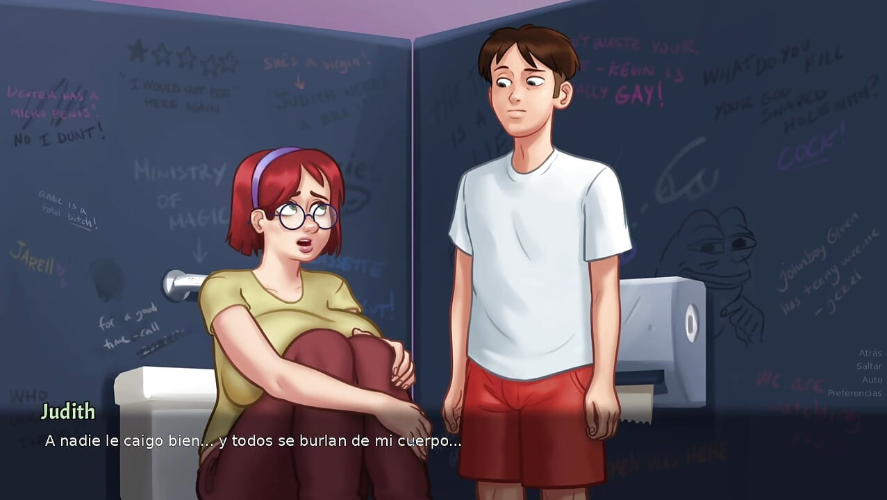 Секс-игры с моей лучшей подругой в ванной студентки, никто не ведома - Summertime Saga