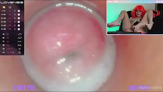 Kinky Leeloo masturbates using a vibrator and endoscope and gets a very wet orgasm