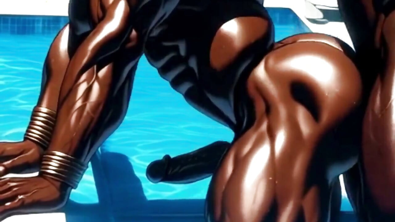 Gay Anal Sex with Two Black Men by the Pool of a Luxury Hotel. Yaoi Hentai Animation