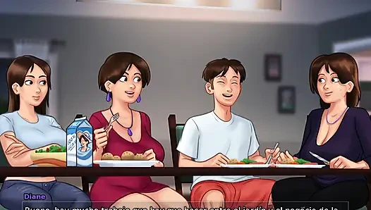 Aunt-in-law at Family Dinner Ends Up Tempting Landlady's Stepson - Summertime Saga