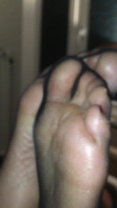 black stockings foot tease