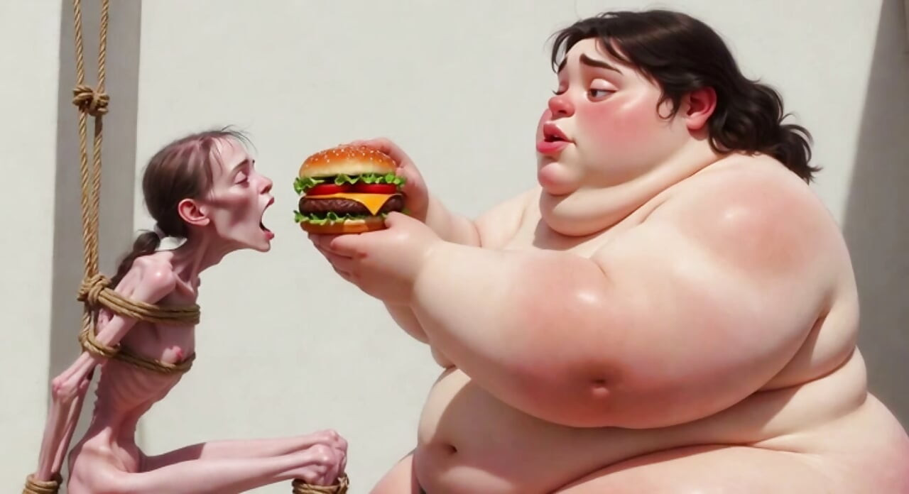 Intense Feeding Session - SSBBW Humiliates and Fattens Thin Girl