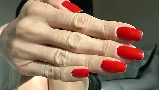 Slave Marking with Pen, Beautiful Red Fingernails, Lady Victoria Valente