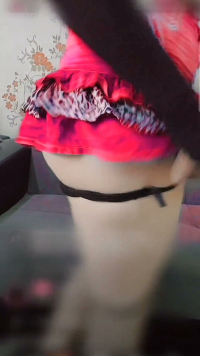 Mini Skirt Cheerleader Schoolgirl Uniform Sissy Crossdresser Big Butt White Skin Shemale Big Ass | Clip 1