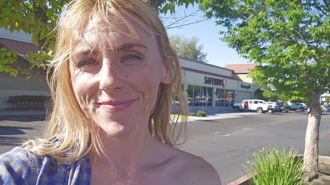 Petite Blonde Deepthroats Cock in Public Parking Lot