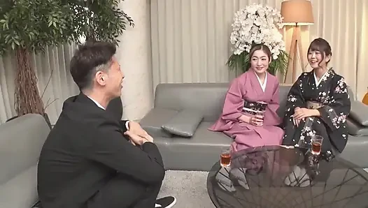Reverse 3p Harem Reunion with Bewitching Classmates in Kimono Rion and Ryu Enami