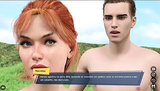 Busty redhead fucks in public with BCC and his friend - Gameplay