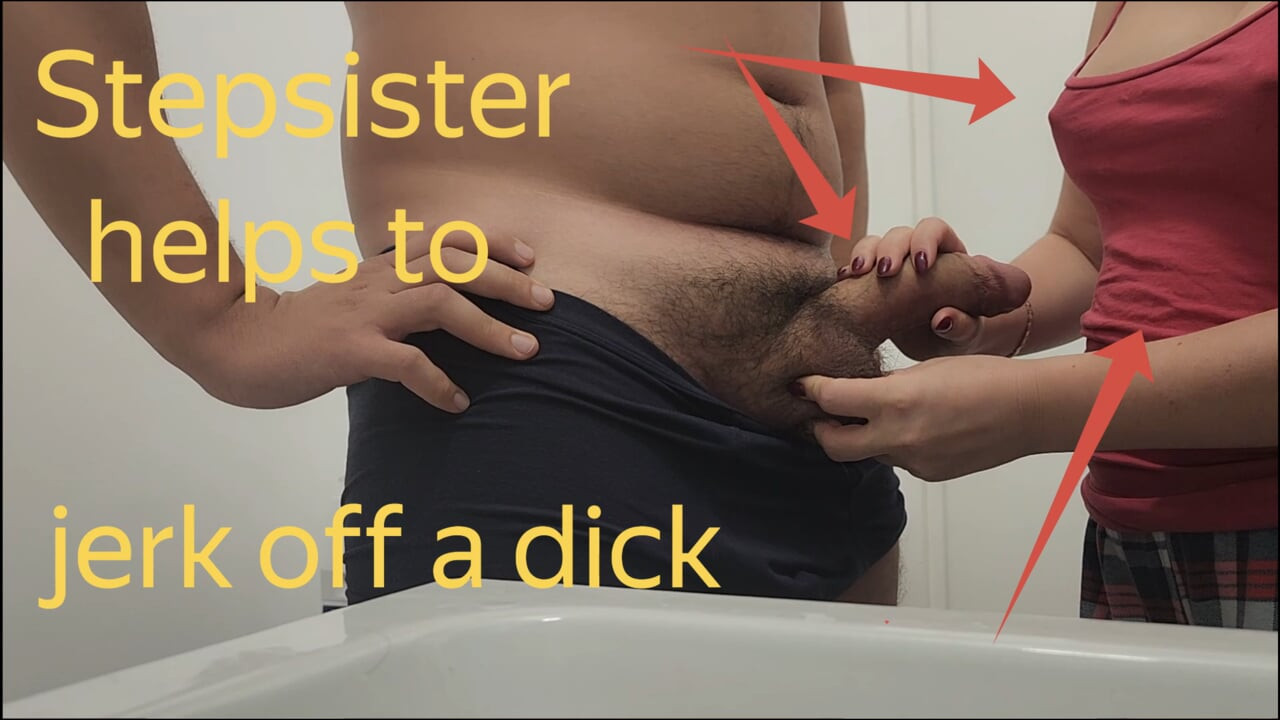 Stepsister accidentally went into the bathroom and decided to jerk off to stepbrother