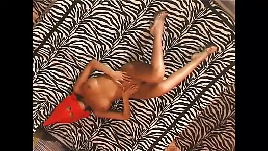 Wonderful Sexy Amateur Masked MILF Touches Her Big Tits and Hairy Pussy