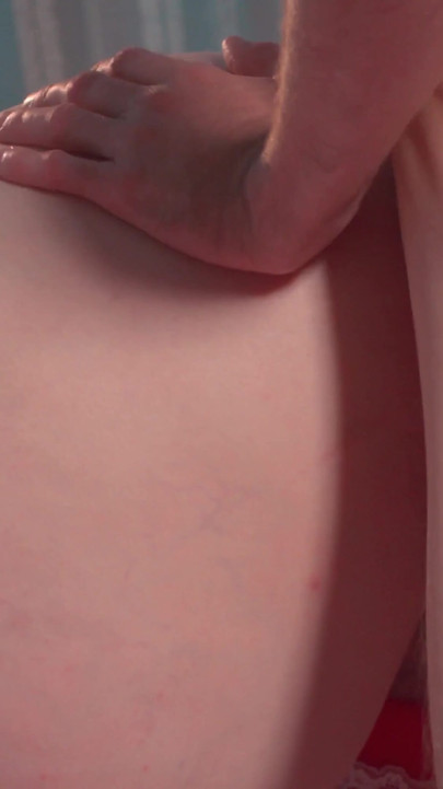Huge Cock Destroys Nerdy MILF - Skinny Guy Fucks Curvy Ass in White Stockings & Satin Babydoll, Deep Anal & Cum on Hole | Clip 1