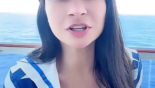 PUBLIC Sexy latina sailor teasing and dirty talking joi jerk off instructions in the ship balcony