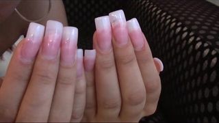 amazing long french nails show