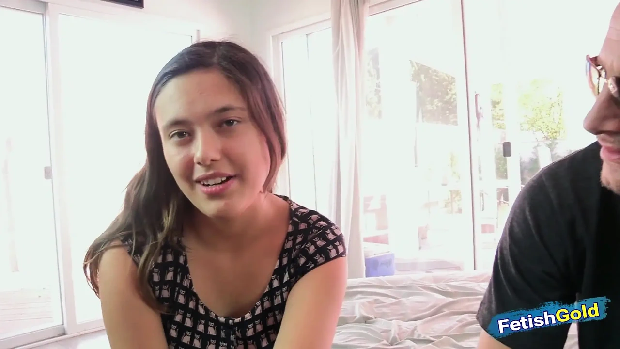 Brunette teen gets her tight pussy hammered by a tattooed guy into her first porn scene