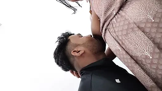 StepSister is kissing her stepbrother and stepbrother is sucking his sister's boobs. - Boobs sucking video