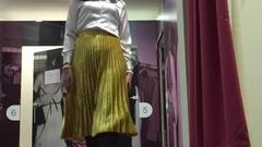 mustard pleated skirt