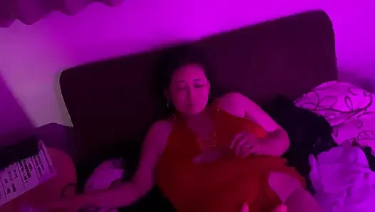 Helping a married woman masturbate using a dildo