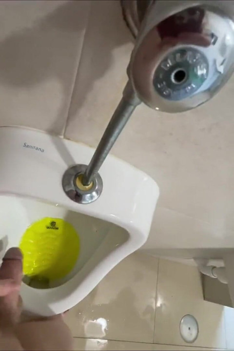 Dared to Piss Fully Naked in Public Toilets Urinal