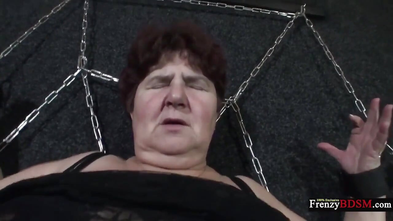 Granny in Sexy Lingerie Hogtied