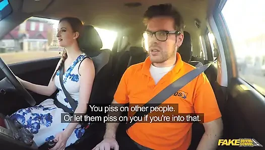 Fake Driving School - грязный секрет горячей рыжих: минет на улице и поклонение большим сиськам
