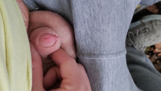 small cock fat gay rubs his useless limp nub