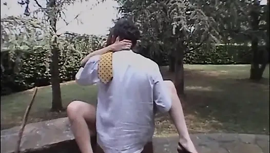 Fantastic Redhead MILF with Small Tits Ass Fucked Outdoors and Cumshot in Mouth by Huge Cock