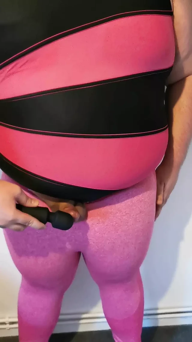 -Viewer request- Fat guy lets his little cock cum on me in my swimsuit and leggings.