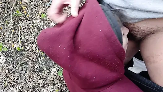 I pee and fuck my lover in the mouth in the forest so that my wife doesn’t catch us