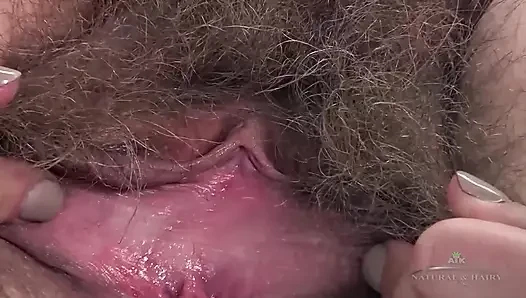 Felicia Fisher Toys Big Hairy Bush! Spreading Wet Hairy Pussy with Vibrator in Panties & Bra