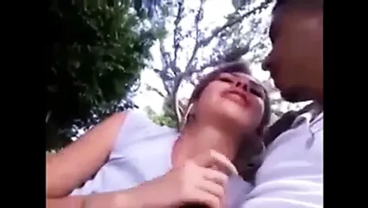 Girlfriend Gives Blowjob And Swallows In The Park