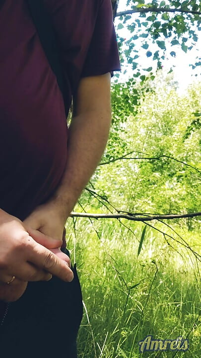 Hot outdoor cum in old city park. Almost caught.