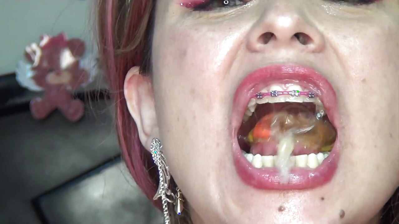 Swallowing Completely and Playing with Hooks Inside a Condom