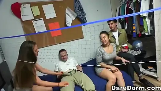 Reality Kings - Latina Stacey Levine & Megan Play 3some Sex in Tiny Booty Shorts During a Wild Dorm Room Party