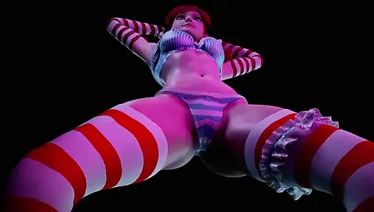 Red head girl with pigtails dancing : 3D Hentai