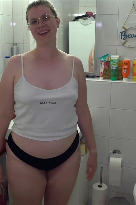 Family Quickie in the Bathroom, Stepbrother Also Wants to Fuck Her and Cum All Over Her Tits.