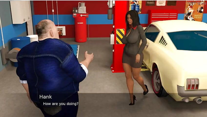 Projek Hotwife - permainan - main peranan - tiada seks - hanya mengusik - Merry memakai pakaian mekanik kereta dan mengusik mekanik