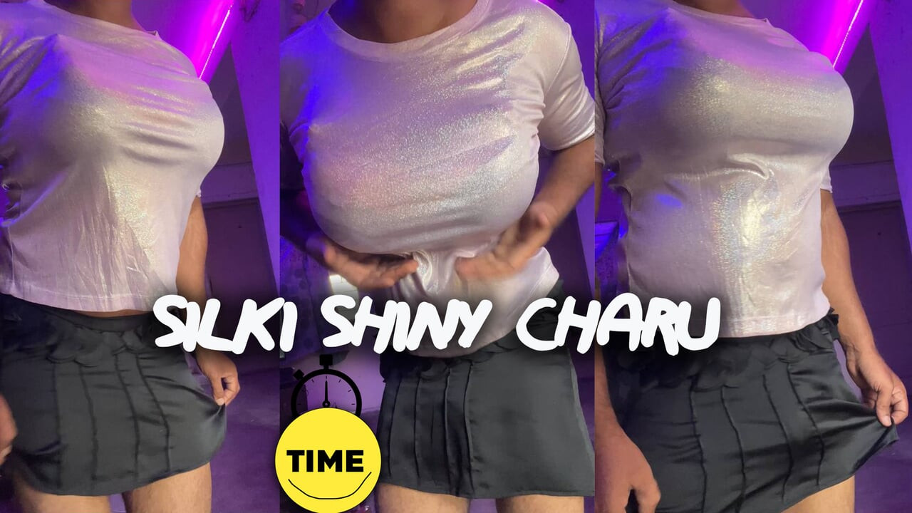 silki shiny charu bigg tits in tight top teasing crossdresser