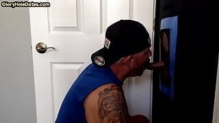 Gloryhole deepthroat DILF spoils BF dick with skillful mouth