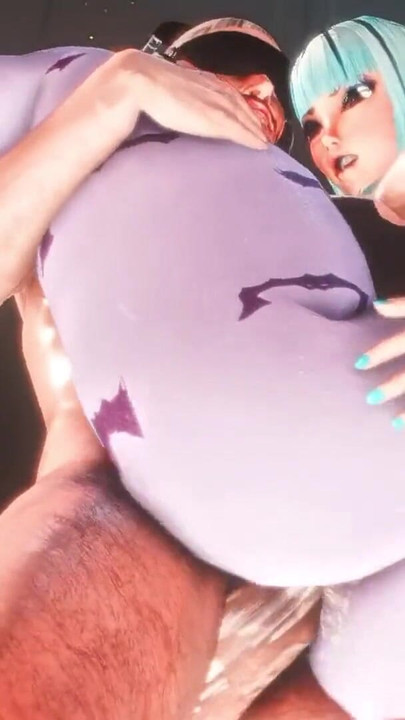 Iconic moment from "Morrigan Aensland in the Electron Temple (Part 2) Animation"