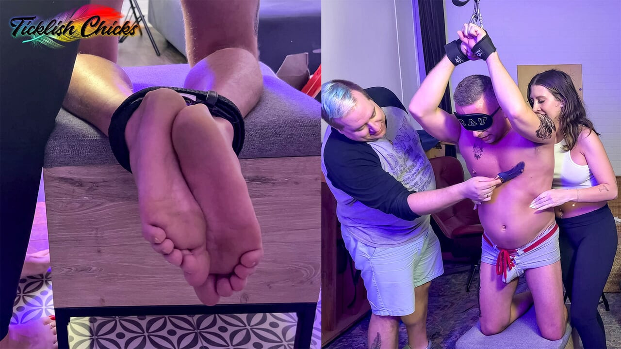 TICKLISH CHICKS - Mandy Learns Fast: Tickling Chad's Feet, Cock Tease, and Pit Worship in Bondage