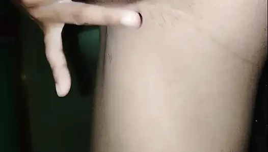 Hidden in the bathroom she masturbates