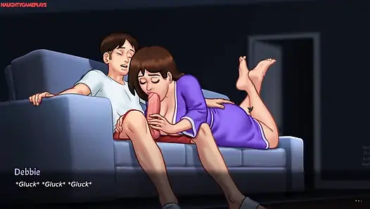 Летняя сага, часть 30 от DarkCookie - милфа домная хозяйка сосет его огромный член и делает ему красивую дрочку ногами