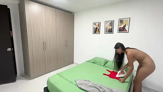 Latin Man with Huge Cock Penetrates Latin Girl's Pussy Tightly Until He Cums Inside Her.