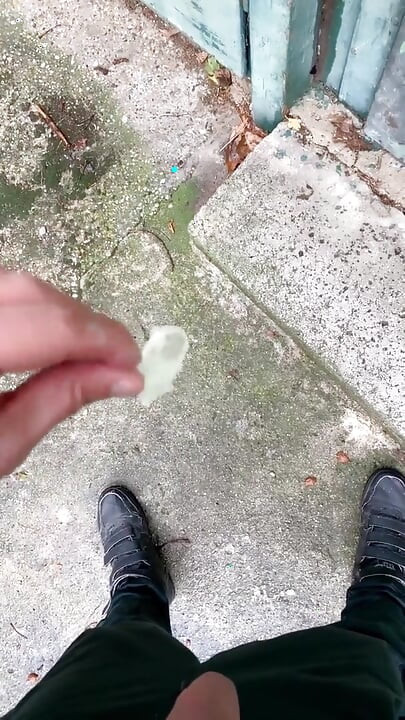 Straight Friend Left His Used Condom in Garden House so I Had His Cum, Put Condom on and Jerk off