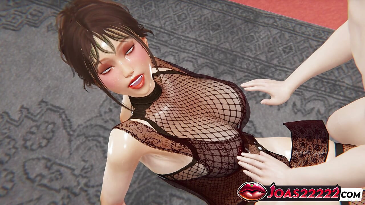 Sexy April Fishnet Suit 3D Hentai – Big Tits Massage Moans, Big Ass Spanking Until Red & Pussy Fingering