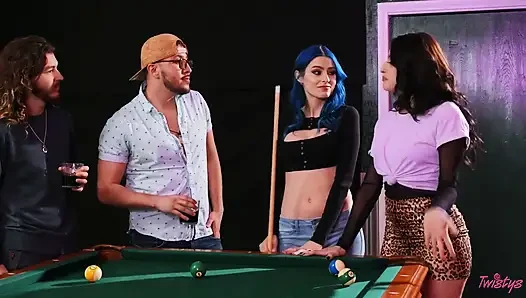 Twistys - Alt Pool Sharks Jewelz Blu and Aubree Valentine Cum on the Felt