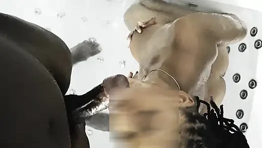 Real Stepmom Hooked on BBC. Wild Jacuzzi Riding and Double Load (2 Rounds)