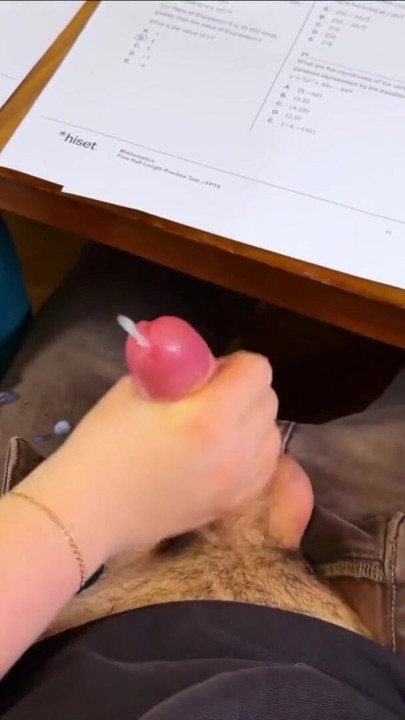 COMPILATION - HOT HIGH SCHOOLGIRL Risks Jerking Off at the Front Desk and Eating an Apple with CUM on it. Footjob and Handjob | Clip 1